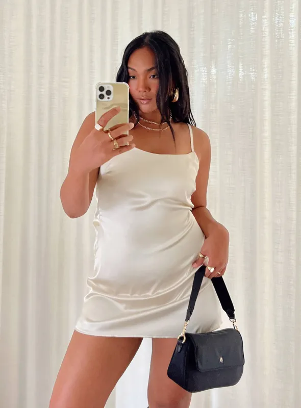 Chanelle Mini Dress Champagne sold by Princess Polly