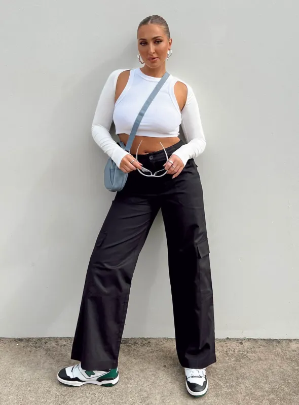 Luna Mid Rise Cargo Pants Black sold by Princess Polly