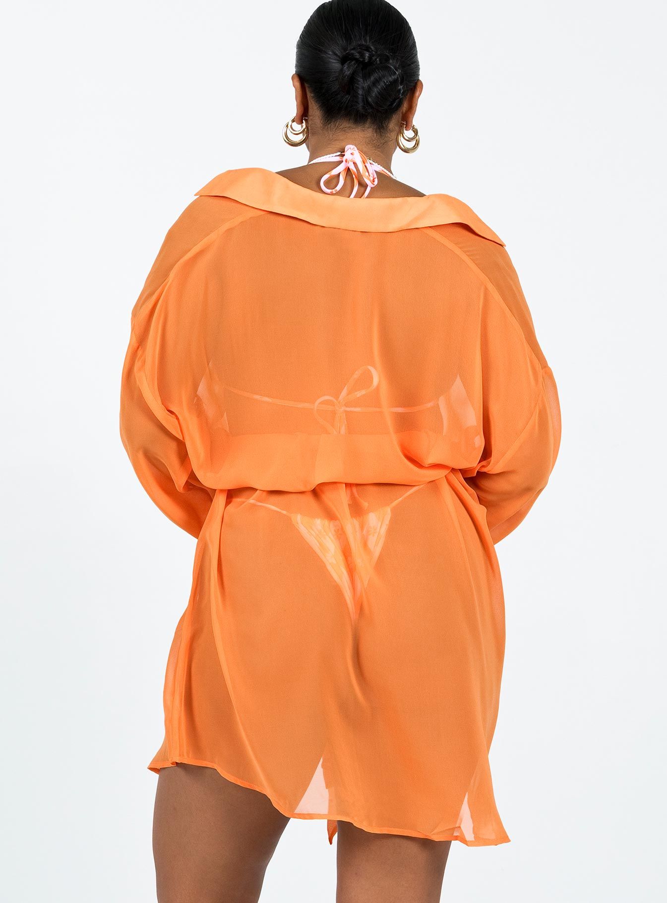 Hennie Long Sleeve Mini Dress Orange sold by Princess Polly product image thumbnail 5