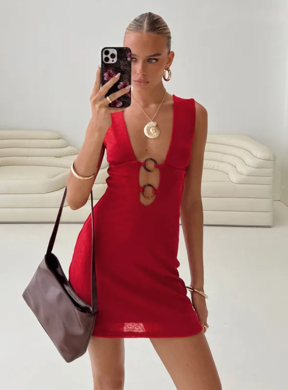 Steward Mini Dress Red sold by Princess Polly