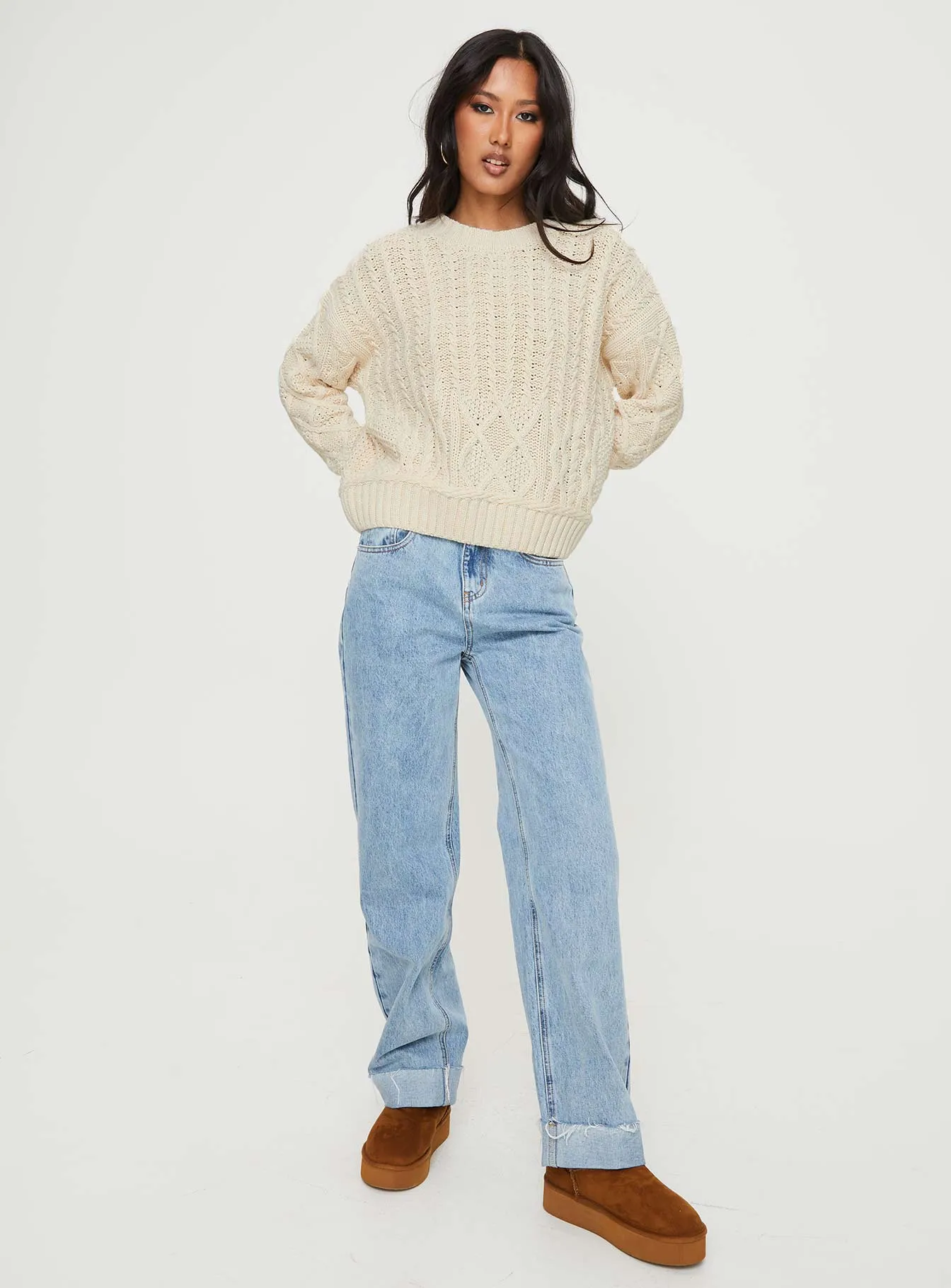 Dunham Cable Knit Sweater Beige sold by Princess Polly product image thumbnail 2