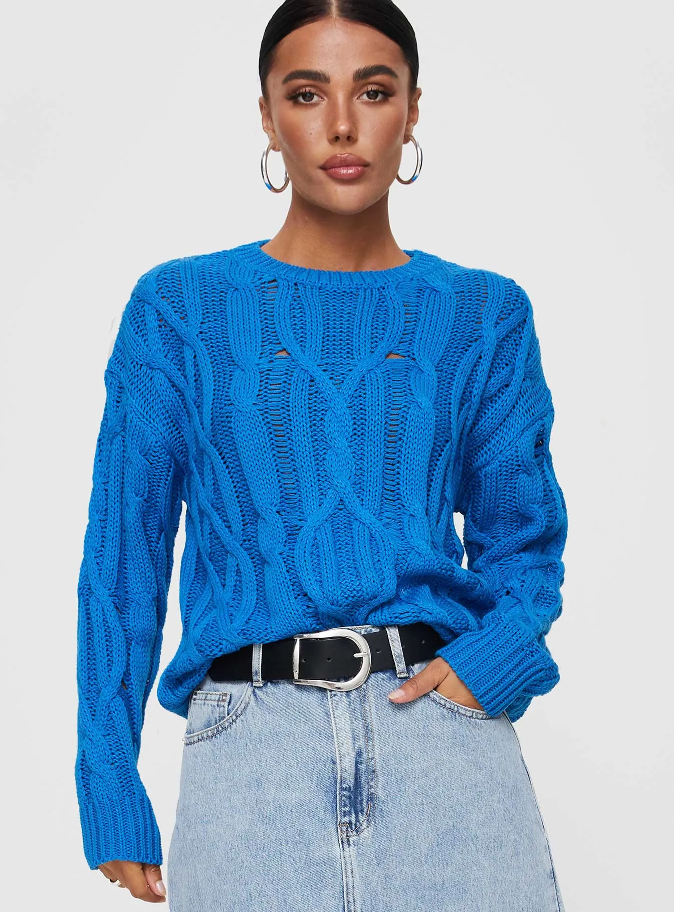 Stiles Cable Knit Sweater Blue sold by Princess Polly product image thumbnail 2