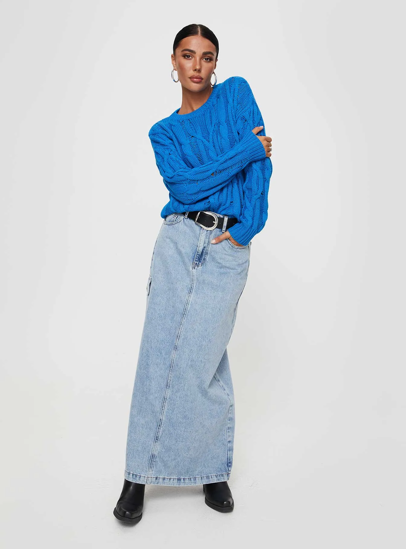 Stiles Cable Knit Sweater Blue sold by Princess Polly product image thumbnail 3