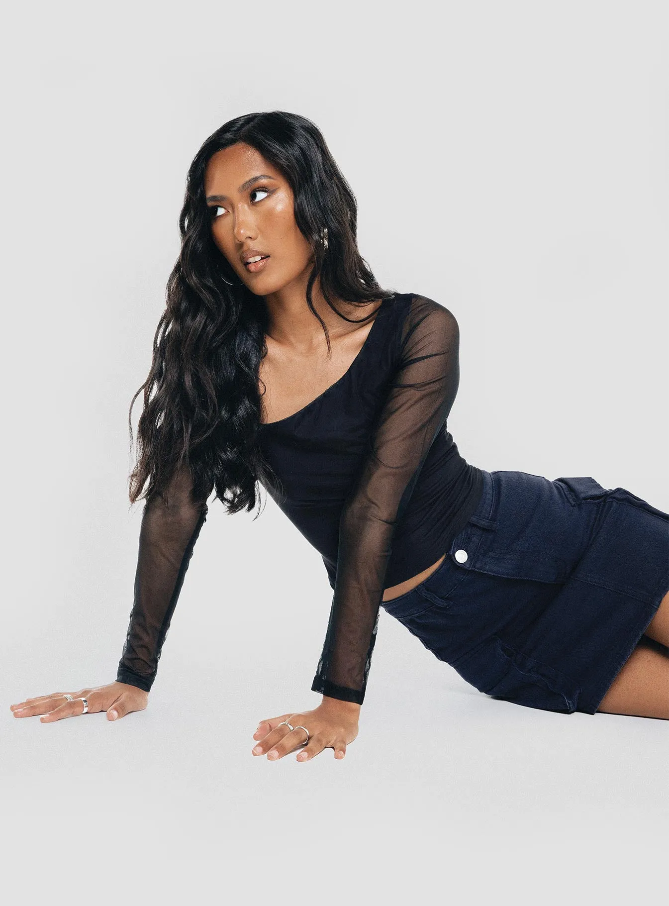 Manesh Long Sleeve Top Black sold by Princess Polly