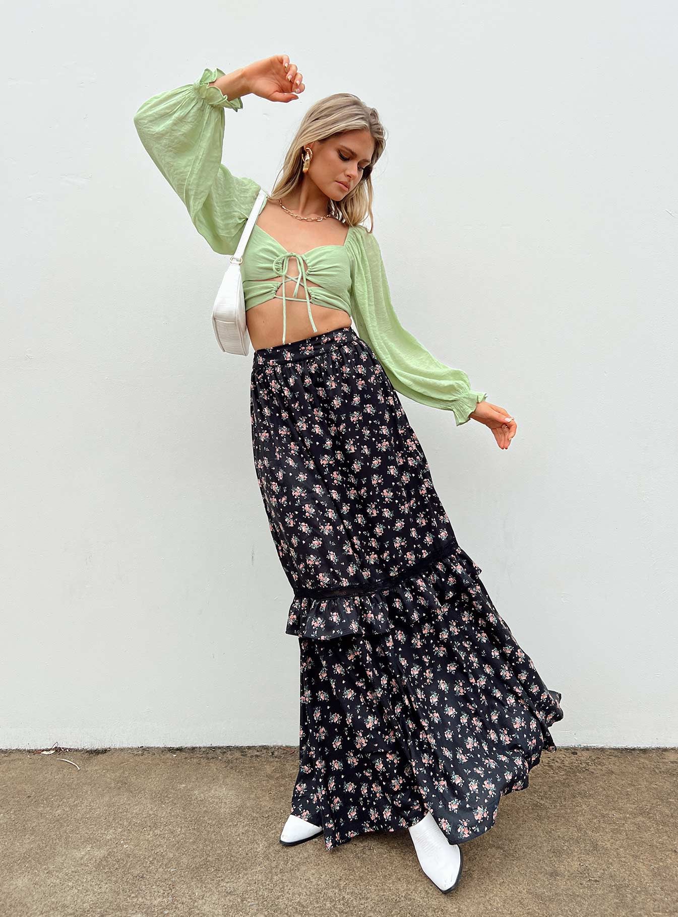 Fowler Maxi Skirt Black sold by Princess Polly
