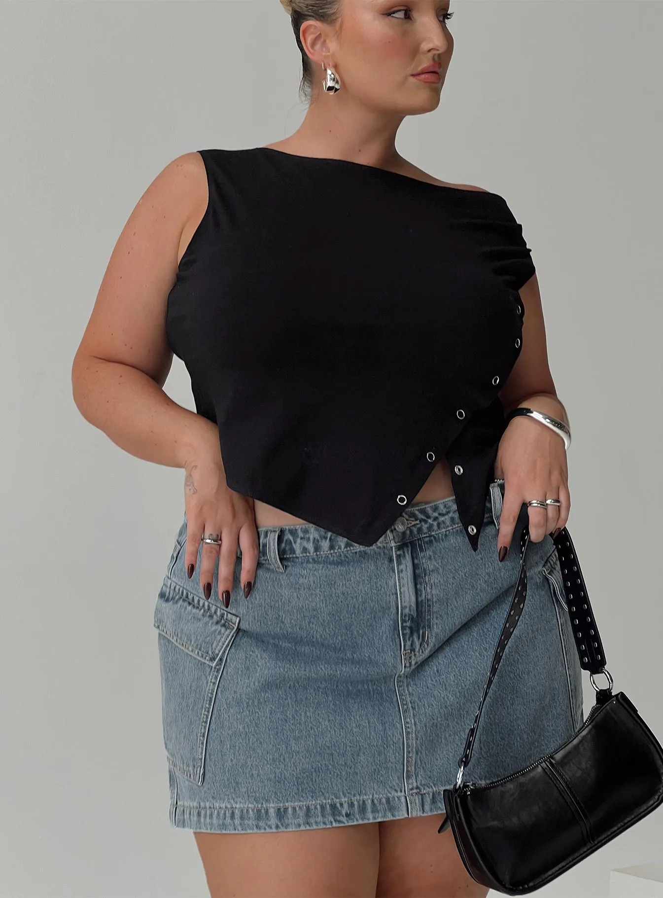 Karre Off The Shoulder Top Black Curve sold by Princess Polly