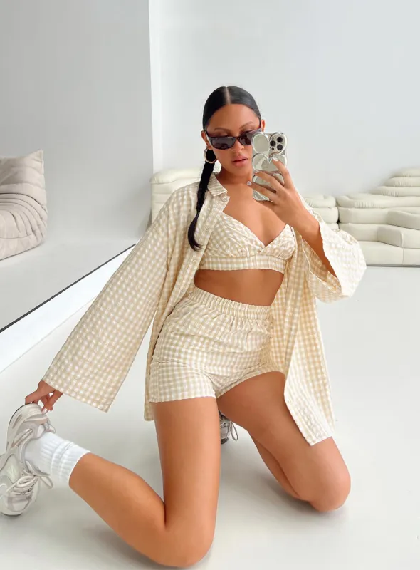 Lillia Set Beige / White sold by Princess Polly