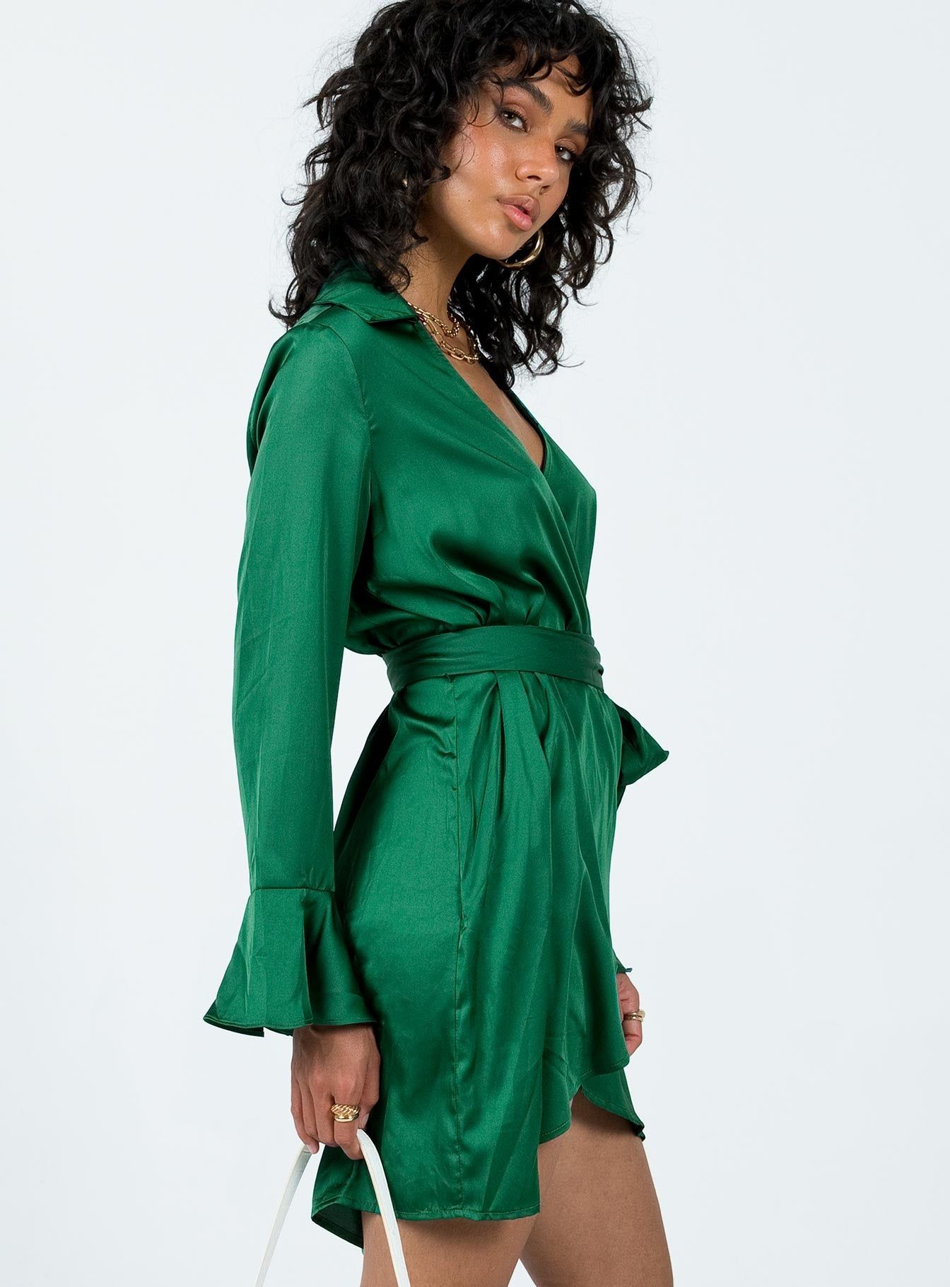 Spiers Wrap Mini Dress Green sold by Princess Polly product image thumbnail 3