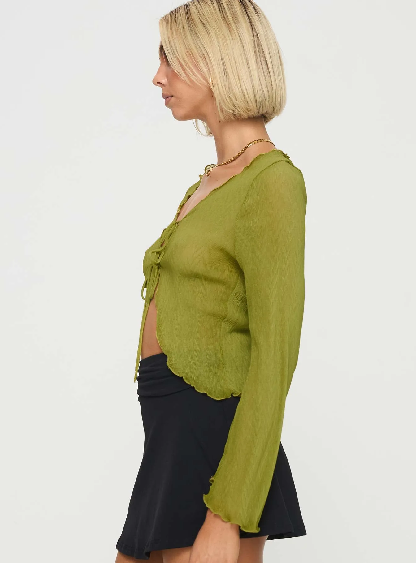 Undone Long Sleeve Top Green sold by Princess Polly product image thumbnail 3