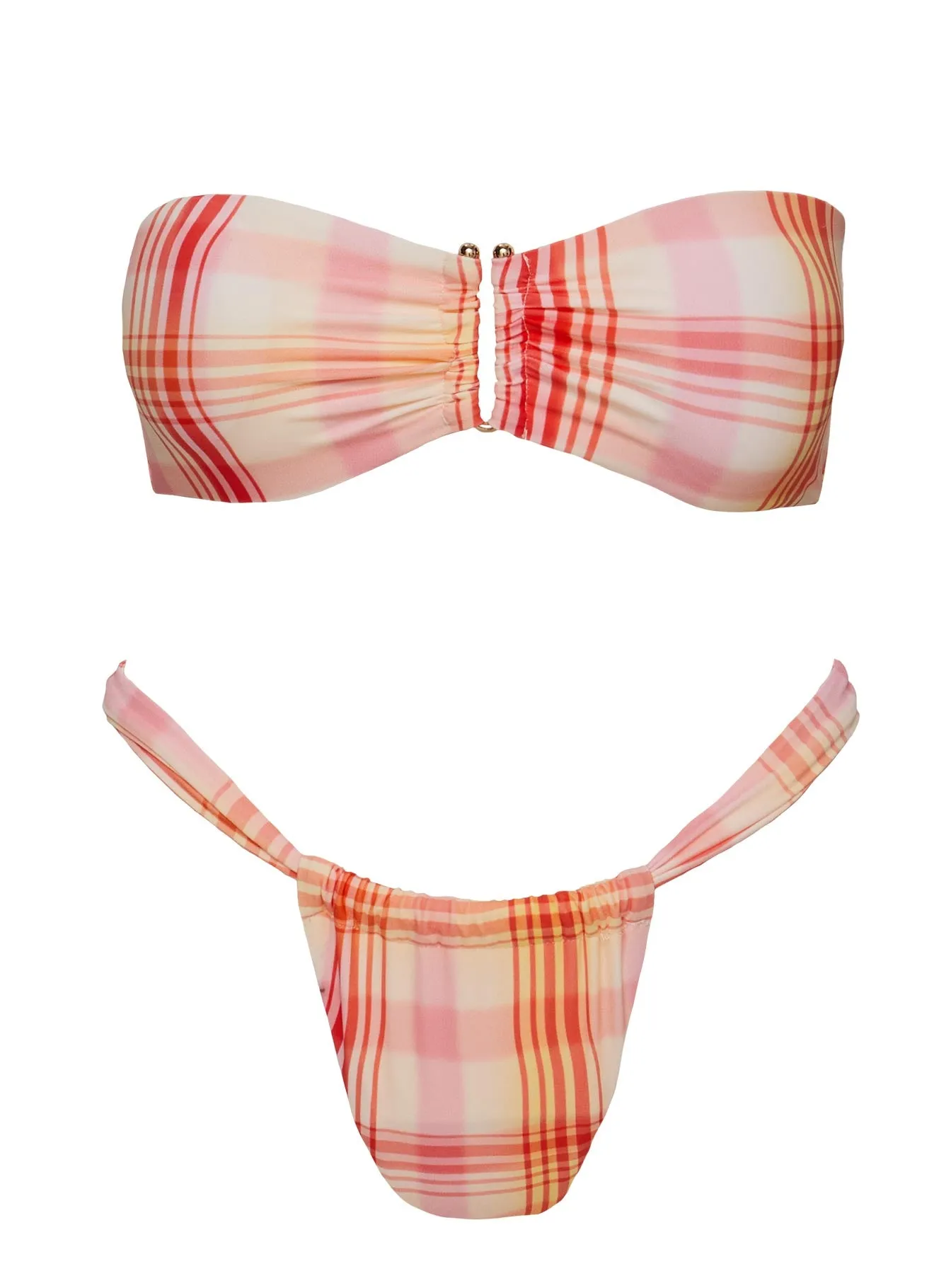 Lizzey Ruched Bikini Bottoms Orange Check sold by Princess Polly product image thumbnail 5