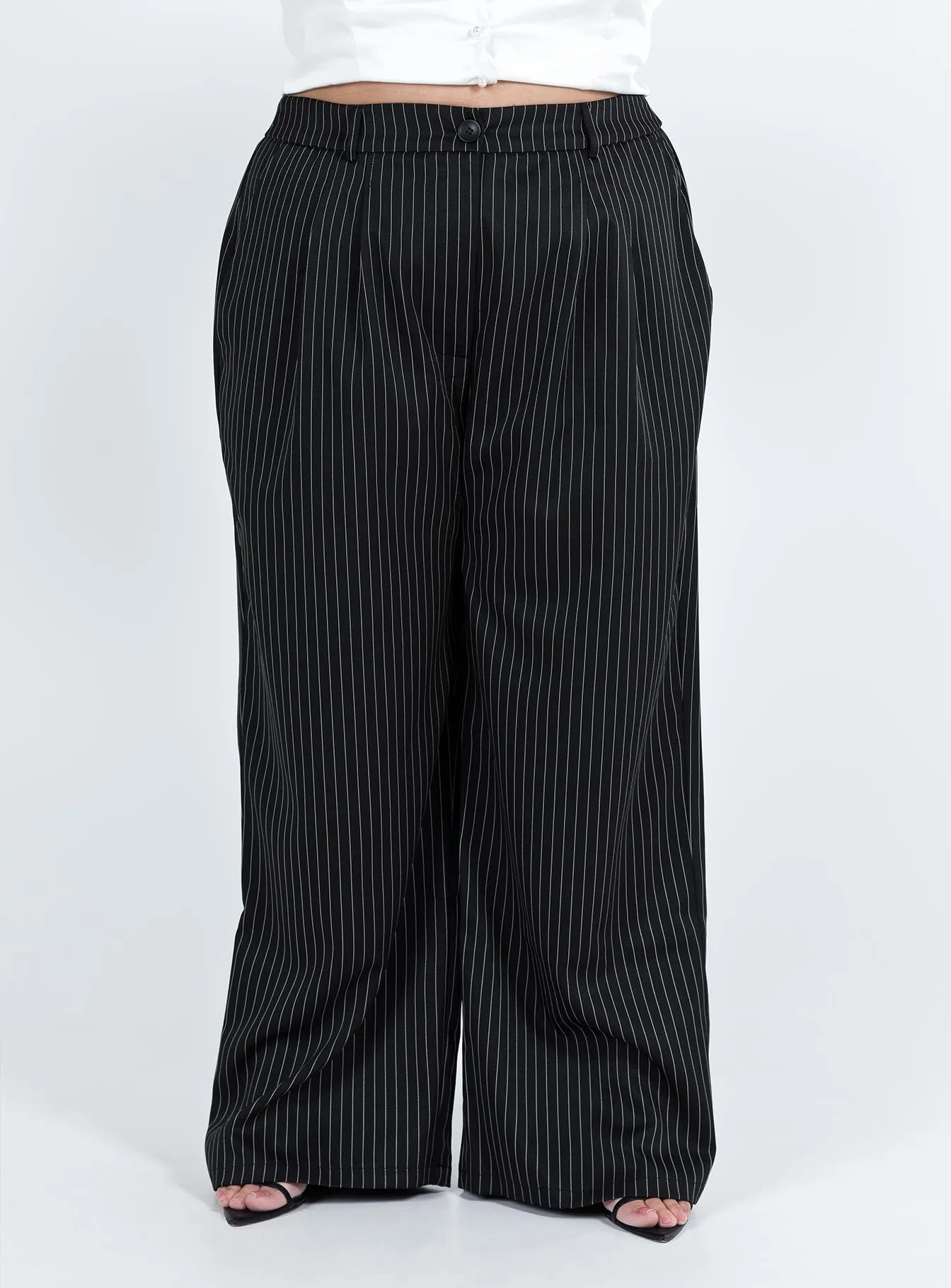 Archer Pants Pinstripe Black Curve sold by Princess Polly product image thumbnail 2