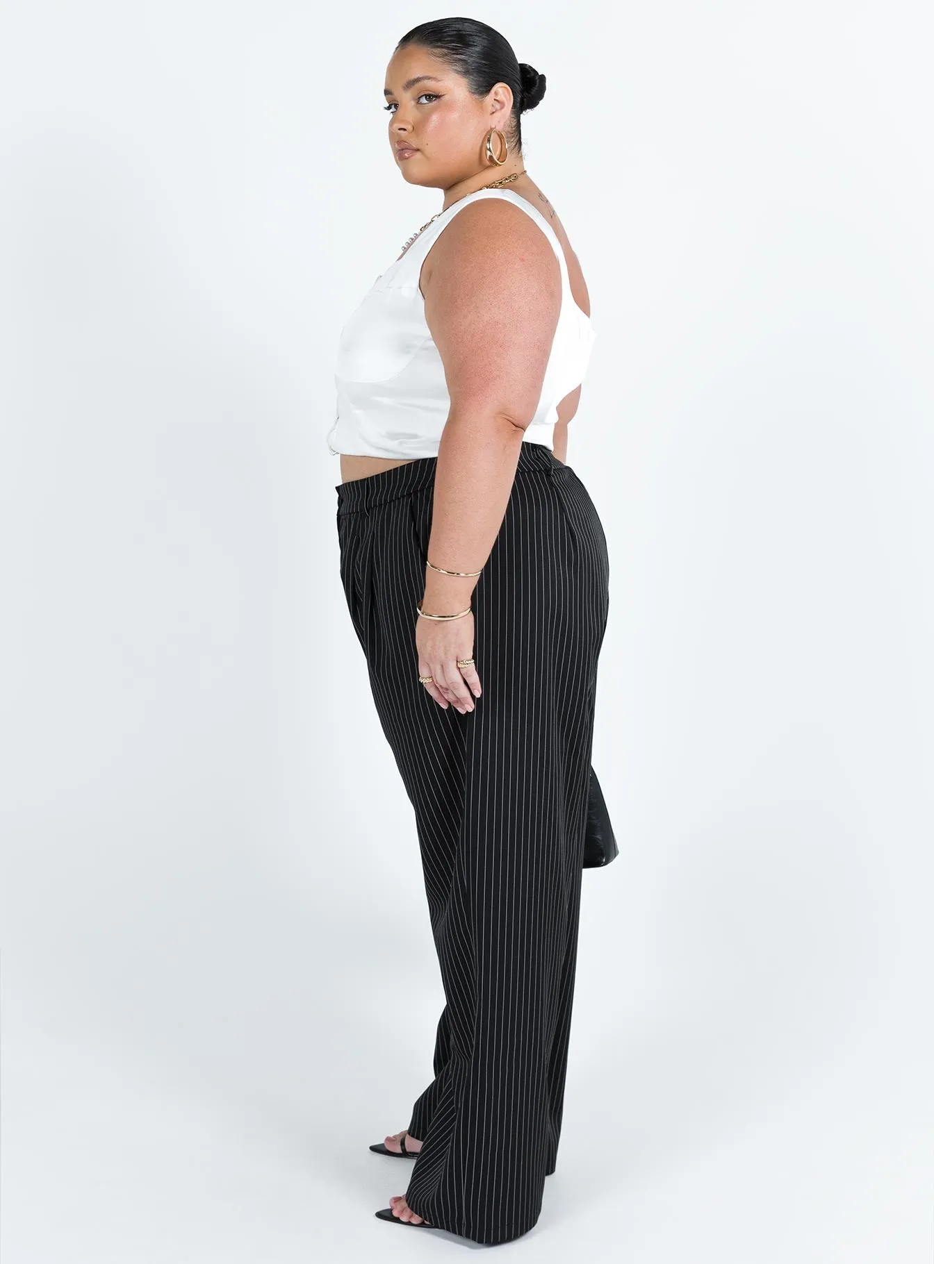 Archer Pants Pinstripe Black Curve sold by Princess Polly product image thumbnail 4