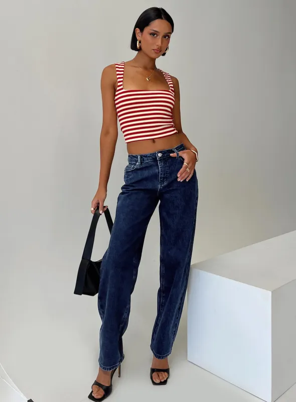 Britta Mid Rise Tapered Leg Jeans Dark Wash sold by Princess Polly