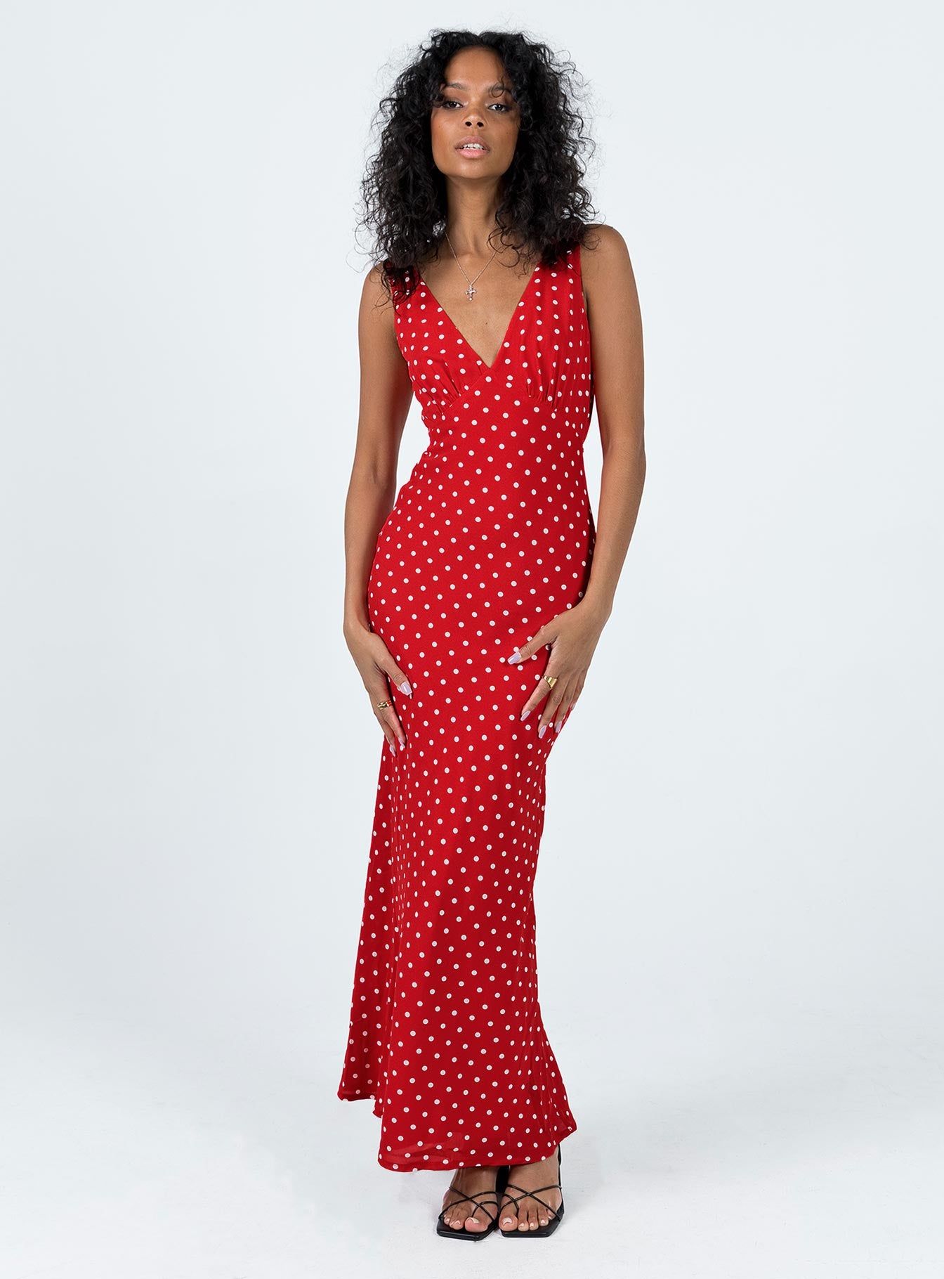 Nellie Maxi Dress Red Polka Dot sold by Princess Polly product image thumbnail 3