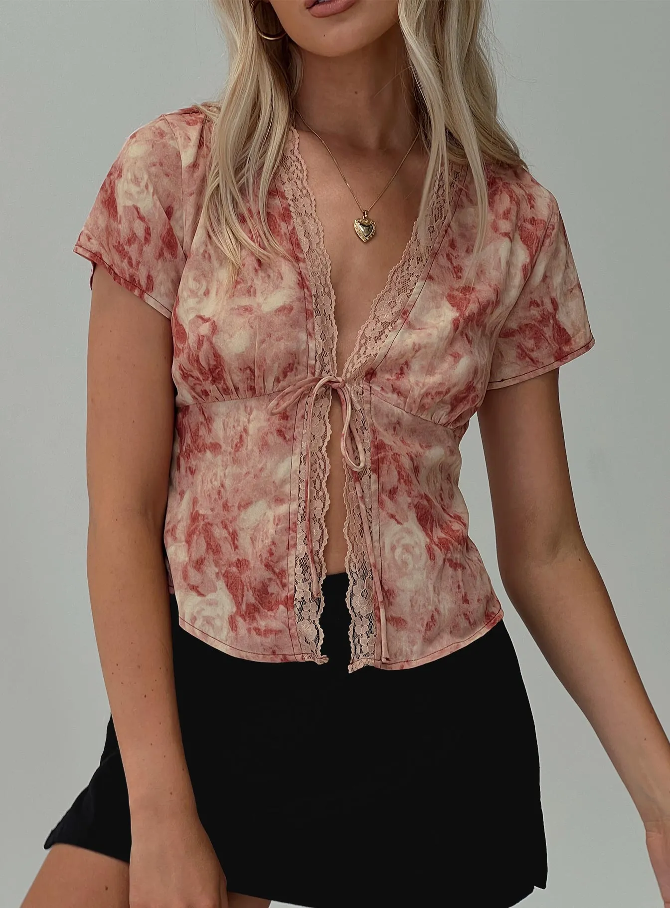 Hunton Short Sleeve Top Pink Floral sold by Princess Polly