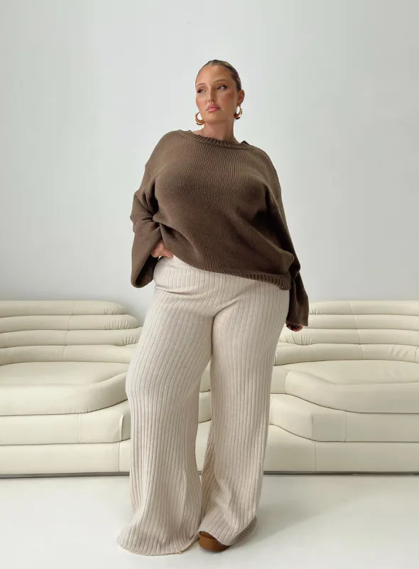 Montana Knit Pants Cream Curve sold by Princess Polly
