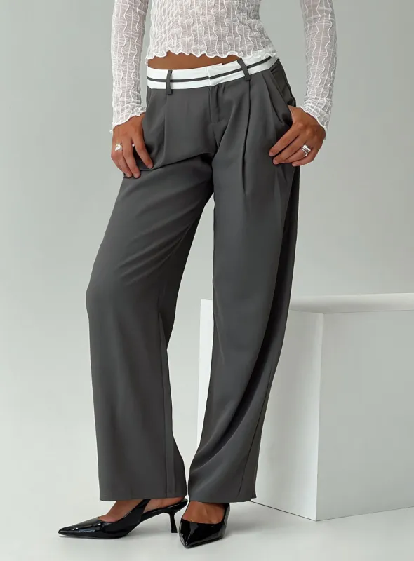 Tennent Low Waist Pants Slate sold by Princess Polly