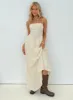 Slow Dance Linen Blend Maxi Dress Cream / Blue sold by Princess Polly