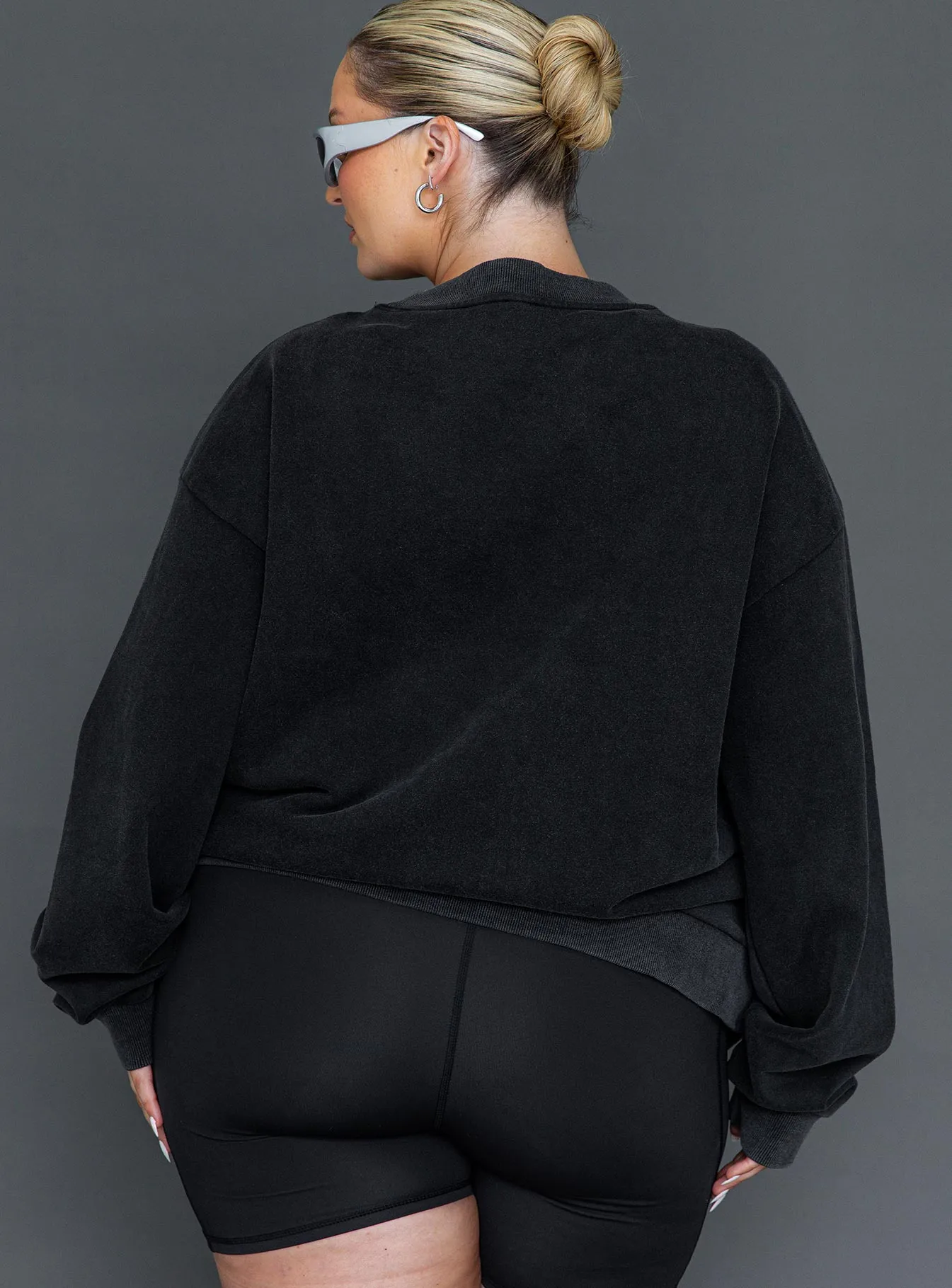 Fearlessness Activewear Crew Neck Sweatshirt Black Curve sold by Princess Polly product image thumbnail 4