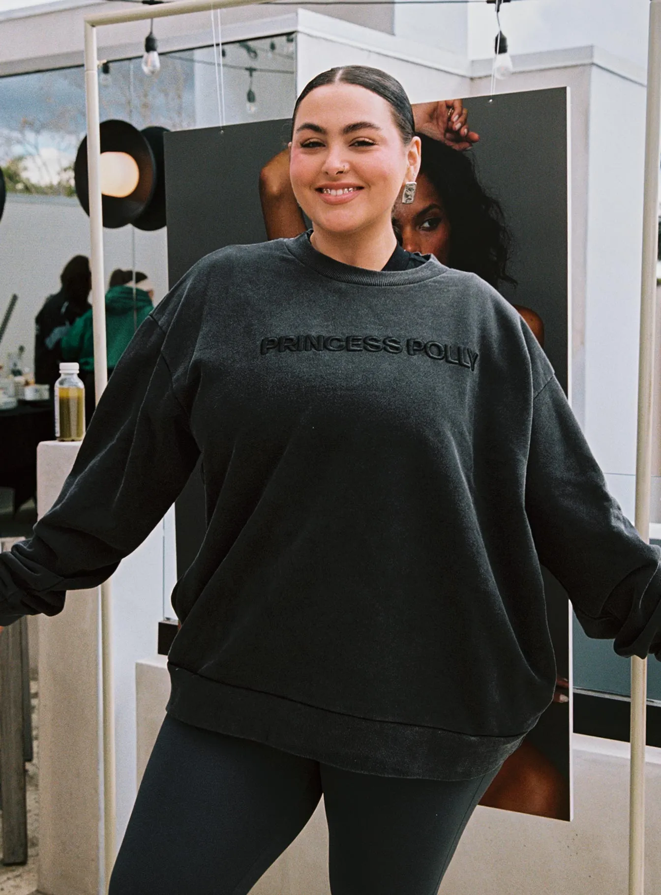 Fearlessness Activewear Crew Neck Sweatshirt Black Curve sold by Princess Polly product image thumbnail 5