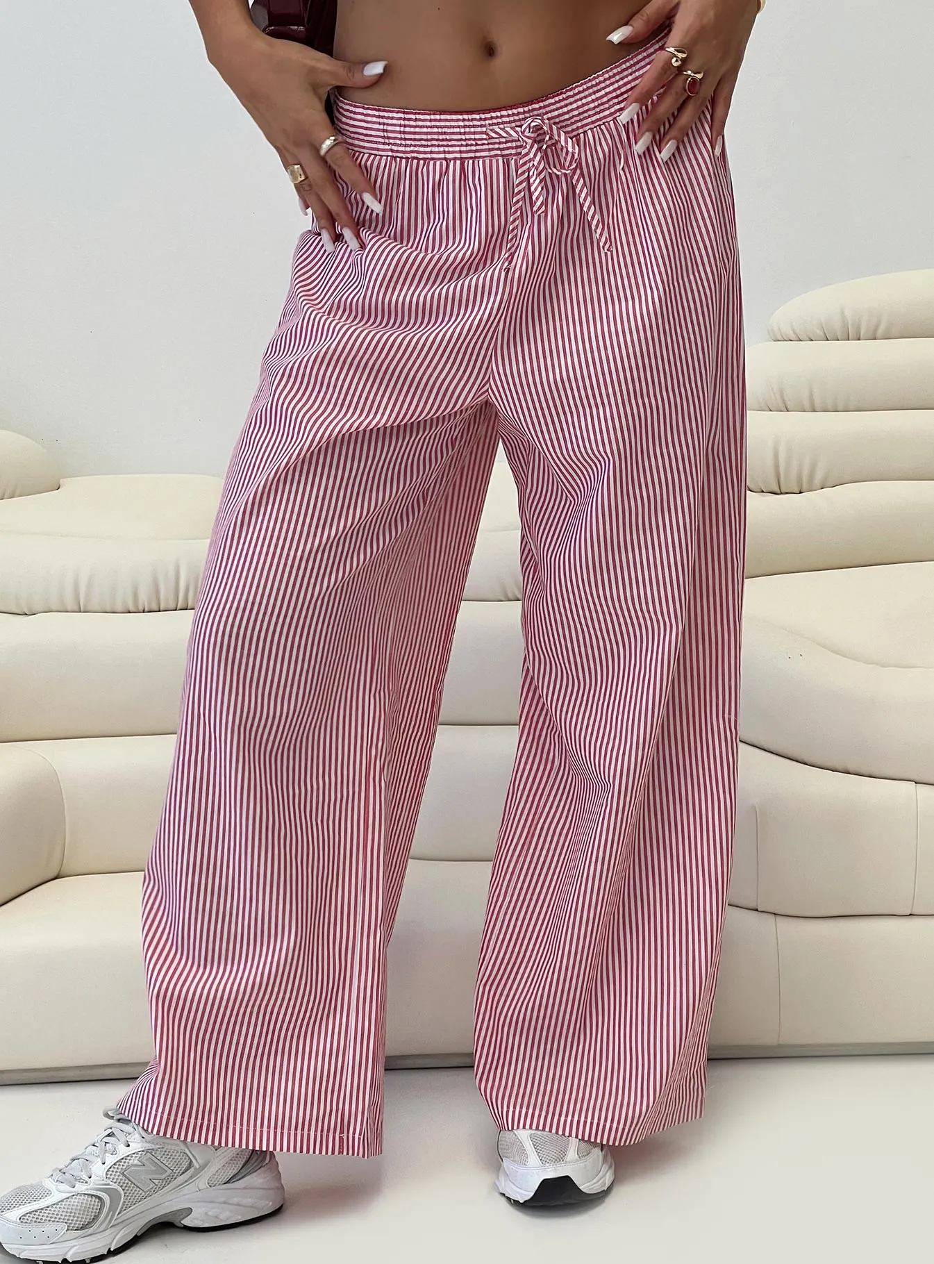Holiday Tie Front Pants Red/White Stripe sold by Princess Polly