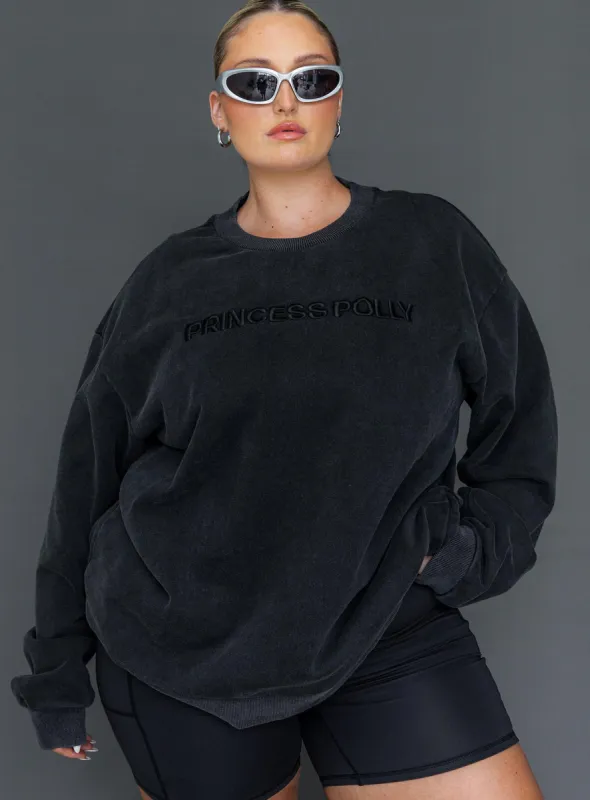 Fearlessness Activewear Crew Neck Sweatshirt Black Curve sold by Princess Polly