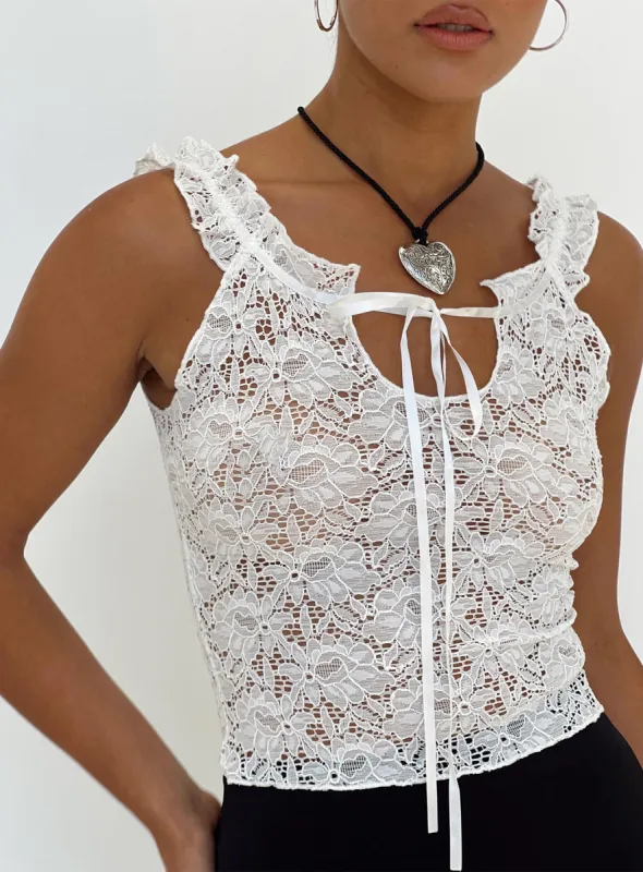 Kaufman Lace Top White sold by Princess Polly