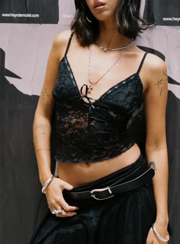 Manski Lace Top Black sold by Princess Polly