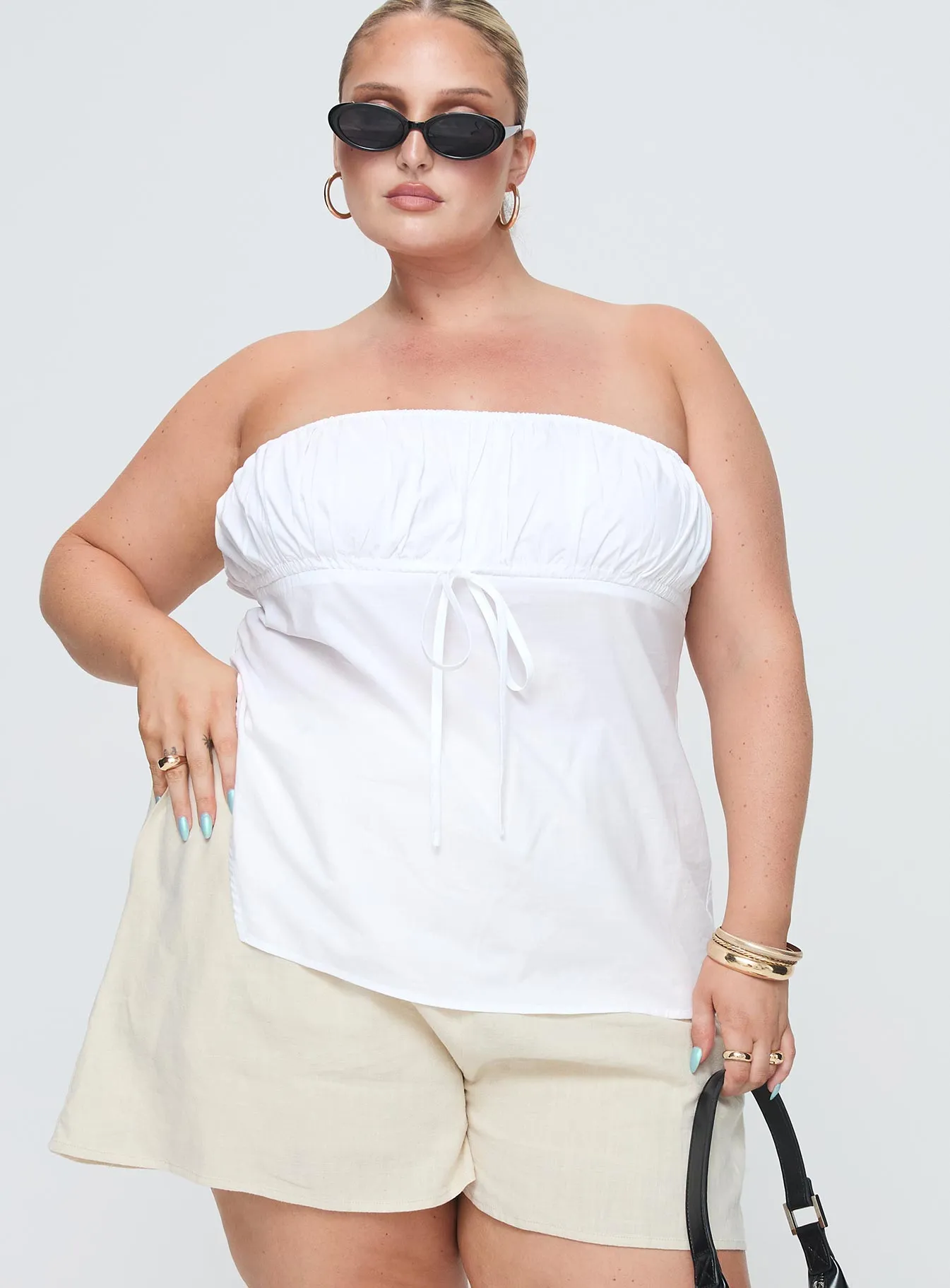 Kiji Strapless Top White Curve sold by Princess Polly product image thumbnail 2