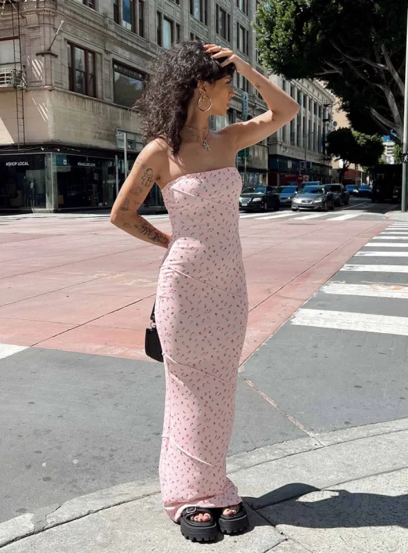 Oscar Midi Dress Pink Floral sold by Princess Polly