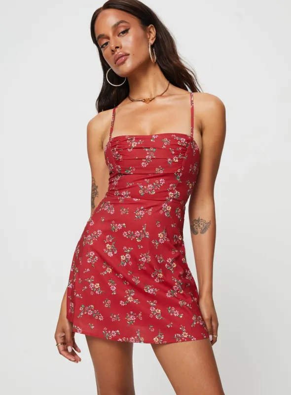 Marklea Mini Dress Red Floral sold by Princess Polly