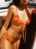 Lelani Ruched Bikini Top Orange Floral sold by Princess Polly