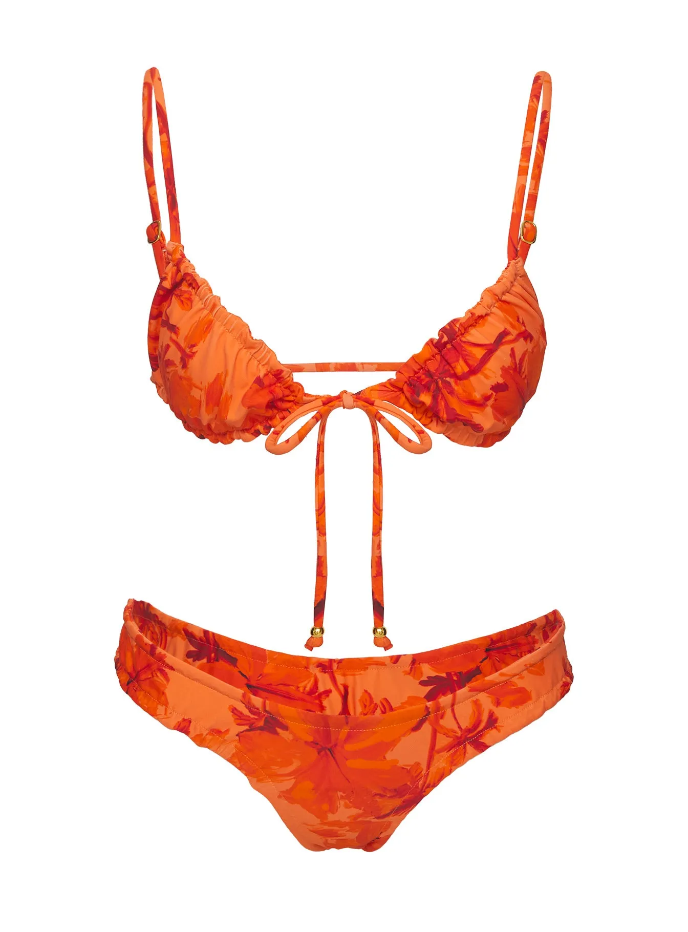 Lelani Ruched Bikini Top Orange Floral sold by Princess Polly product image thumbnail 5