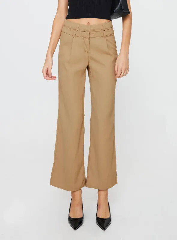 Paulino Double Waistband Pants Beige sold by Princess Polly