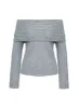 Snowie Off Shoulder Knit Sweater Grey sold by Princess Polly