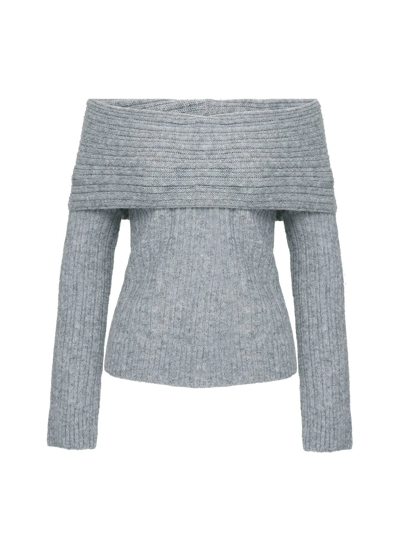 Snowie Off Shoulder Knit Sweater Grey sold by Princess Polly product image thumbnail 5