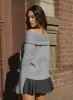 Snowie Off Shoulder Knit Sweater Grey sold by Princess Polly
