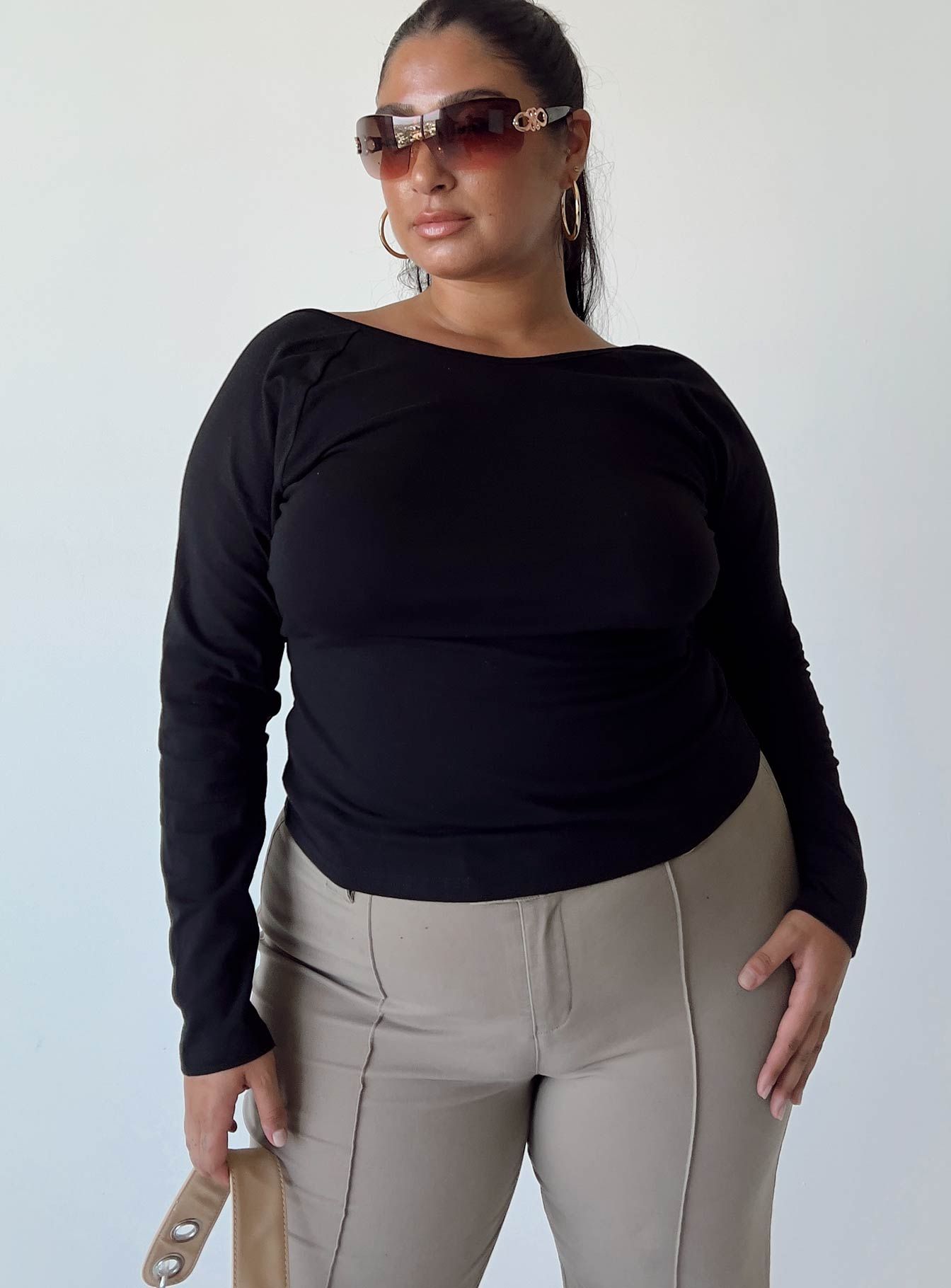 Rixie Long Sleeve Top Black Curve sold by Princess Polly product image thumbnail 3