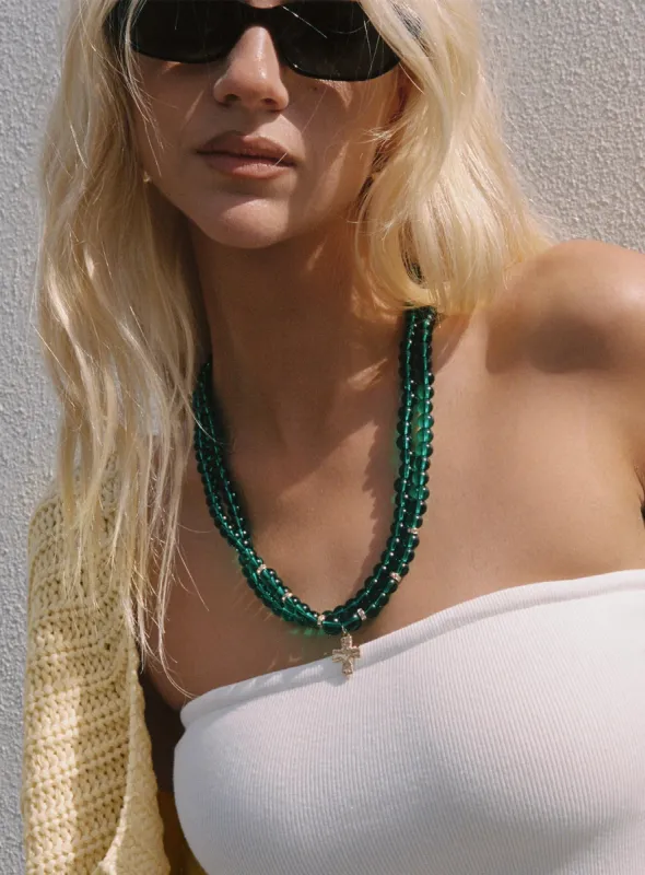 Klaude Necklace Green / Gold sold by Princess Polly