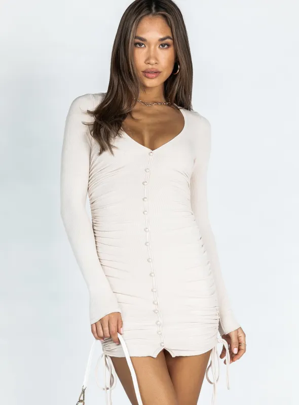 Ludacris Mini Dress Beige made by Princess Polly