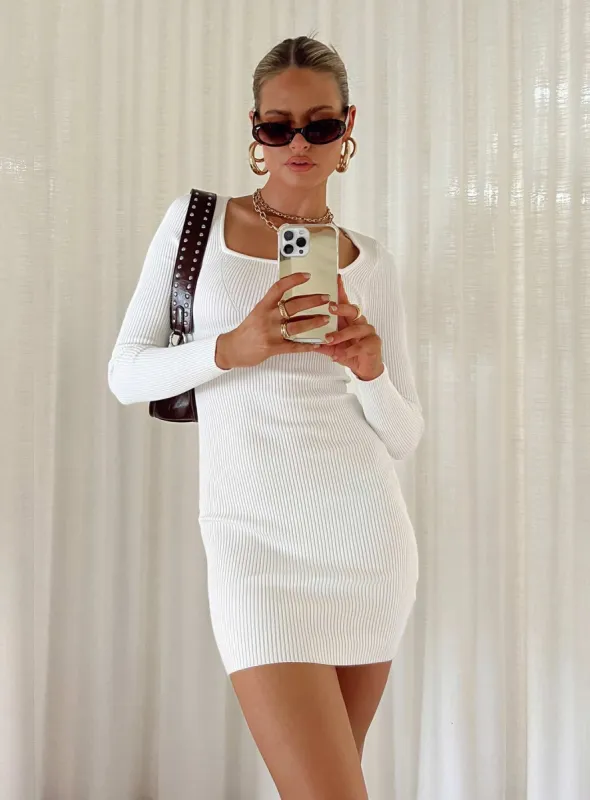 Ester Long Sleeve Mini Dress White sold by Princess Polly