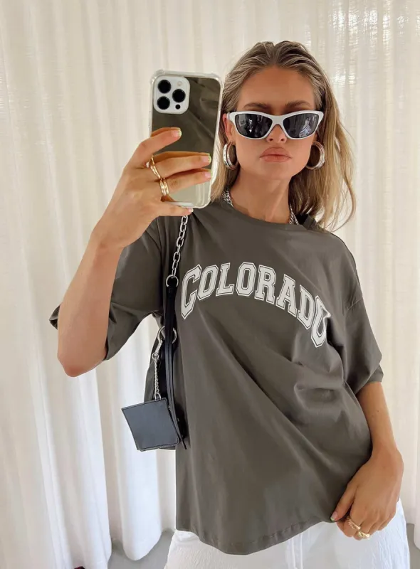 Colorado Dreaming Oversized Tee Charcoal sold by Princess Polly