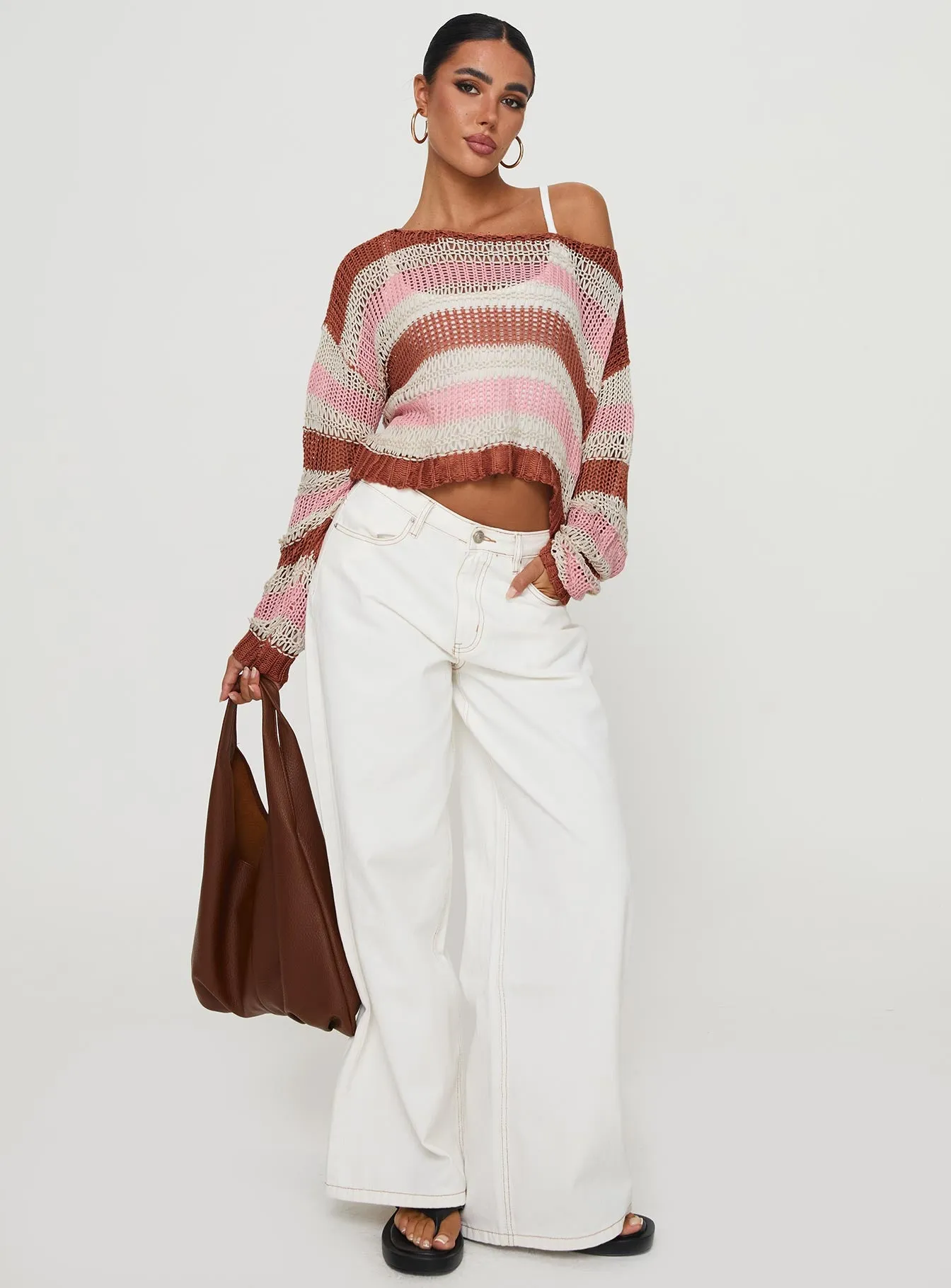 Perren Sweater Pink / Brown Stripe sold by Princess Polly product image thumbnail 3
