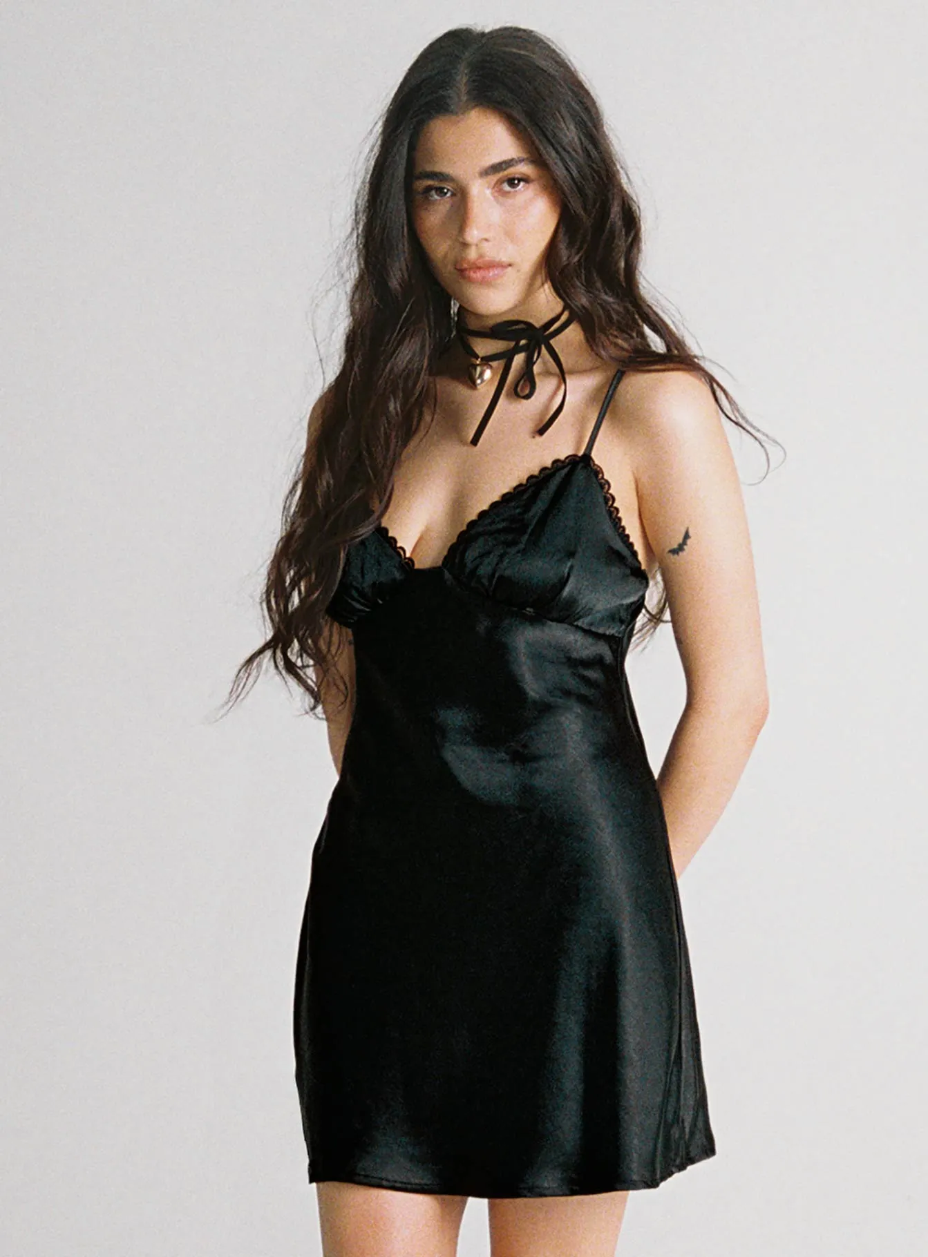 Roman Mini Dress Black Petite sold by Princess Polly