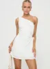 Mayzie One Shoulder Mini Dress White sold by Princess Polly
