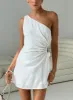 Mayzie One Shoulder Mini Dress White sold by Princess Polly