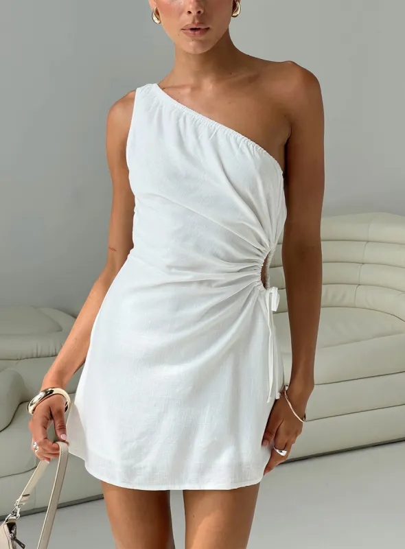 Mayzie One Shoulder Mini Dress White sold by Princess Polly