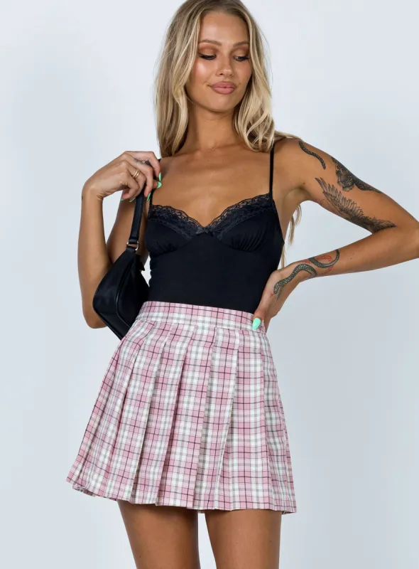 Skylar Mini Skirt Pink sold by Princess Polly