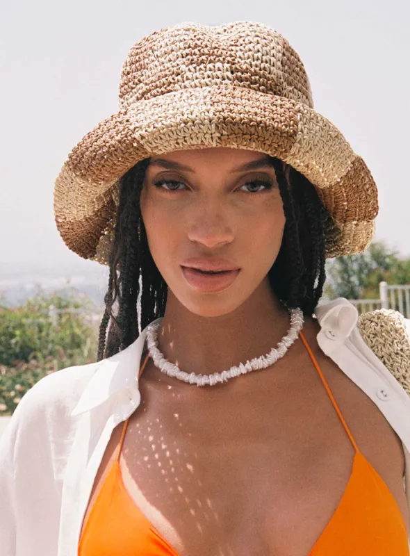 Lyndon Bucket Hat Beige Check sold by Princess Polly
