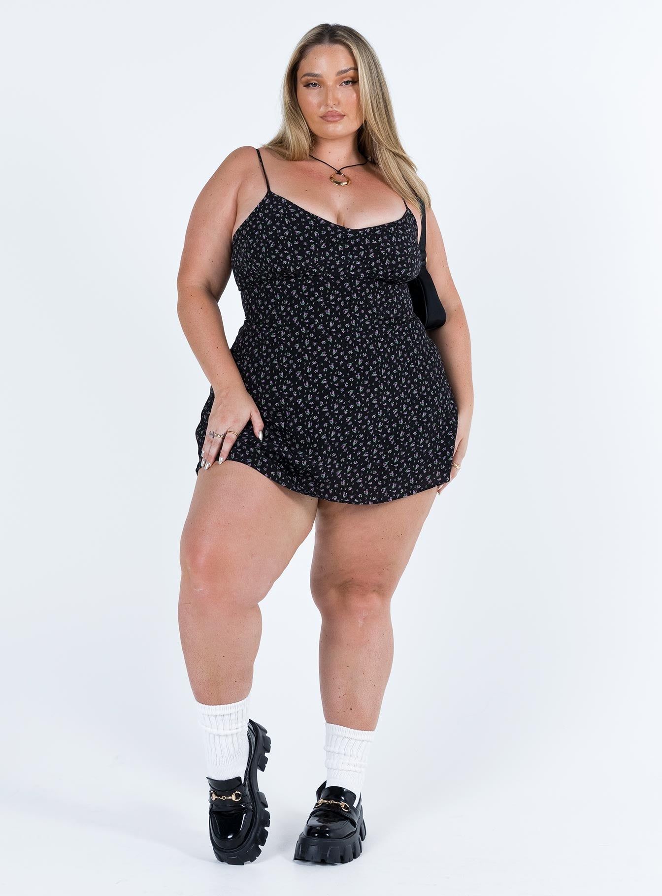 Jaye Mini Dress Black / Pink Curve sold by Princess Polly product image thumbnail 4